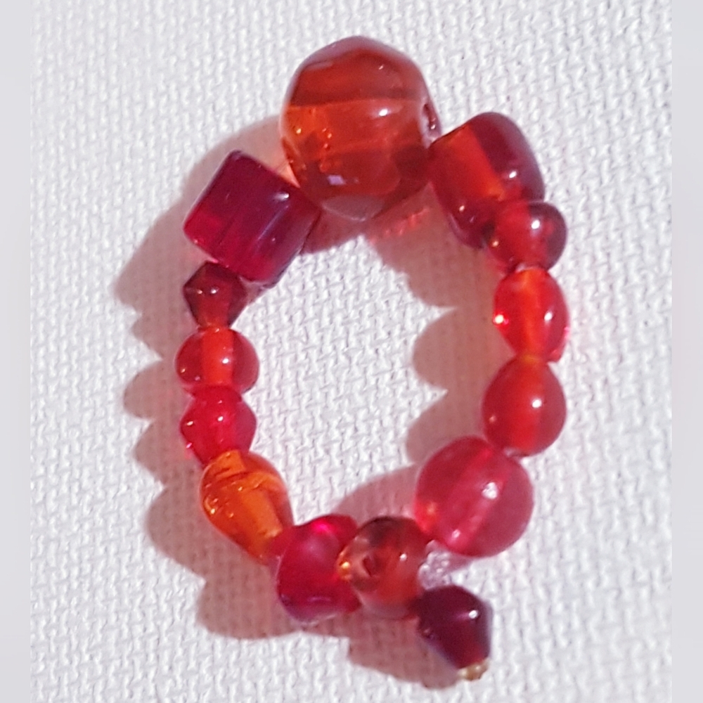 Red Scarf Women's Ring Handmade Jewelry s8-9 NEW